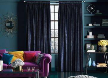 Dark blue velvet curtains