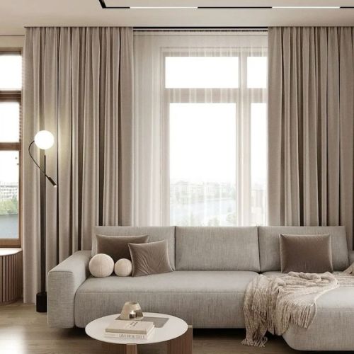 Furnished Living room with curtains