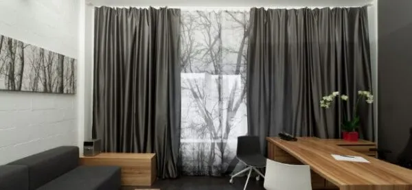 Gray Color Curtains Installed at Workspace in Dubai