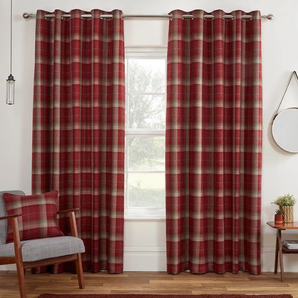 Carnoustie Red Fabric Curtains