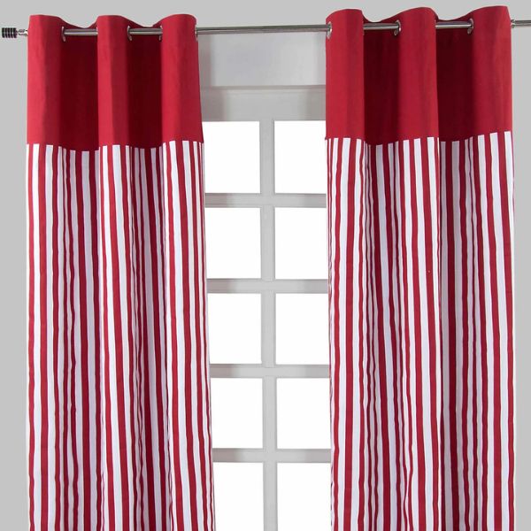 Thick Red Eyelet Curtains