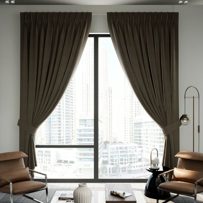Brown Blackout Pleat Curtain 6 Brown Blackout Pleat Curtain