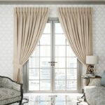 Brown fabric pleat curtain