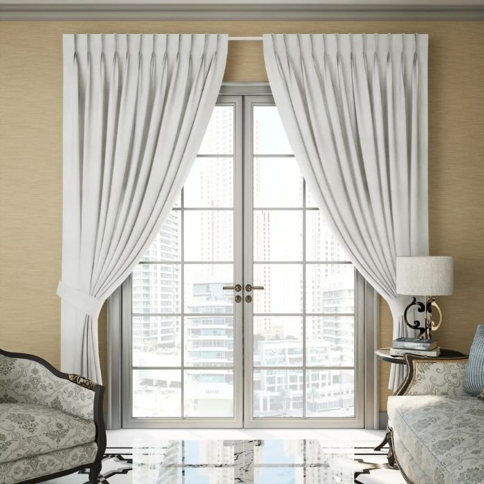 Light Grey Fabrics Pleat Curtain