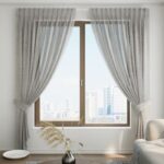 Light grey pleat sheer curtain