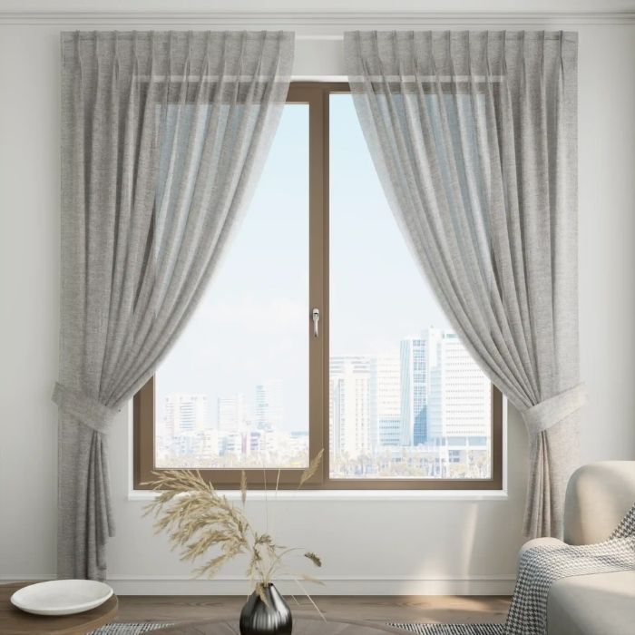 Light grey pleat sheer curtain 12 Light grey pleat sheer curtain
