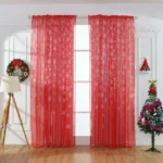 Boovnll Curtains, 1Pcs Christmas Snowflake Curtain Window Voile Drape Valance, Blackout Curtains, Blackout Curtains for Bedroom, Curtains for Living Room