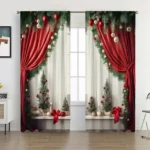Boovnll Curtains, 2Pcs European Curtains and Drapes Christmas Series Curtains