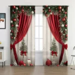 Christmas Curtains Set, Digital Printing Christmas Tree Design