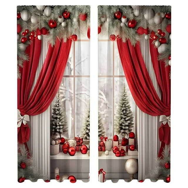 Ngheia Christmas Curtains 9 Ngheia Christmas Curtains Pair B, Christmas Window Curtains