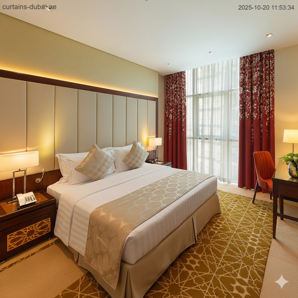 Home 159 Red floral curtain installed in dubai